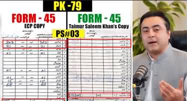 PK-79: PTI's Taimur Jhagra's Forms-45 Vs ECP's Forms-45: Mansoor Ali Khan shows the difference