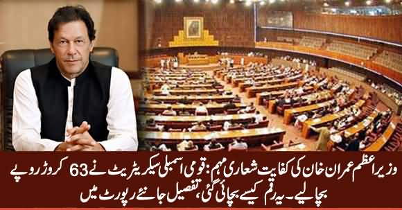 PM Imran Khan's Austerity Drive: National Assembly Secretariat Has Saved 63 Crore Rupees