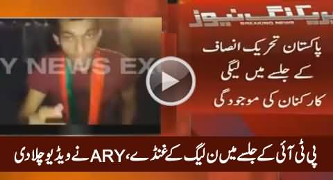 PMLN Goons in PTI Jalsa Lahore, ARY News Plays Video