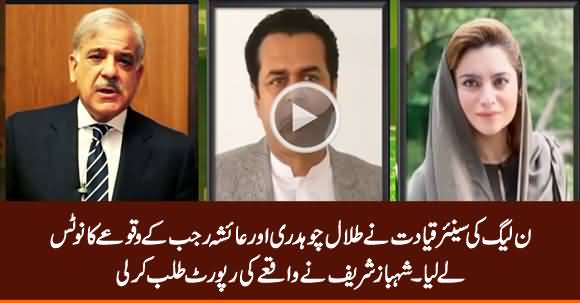 PMLN's Senior Leadership Takes Notice of Talal Chaudhry & Ayesha Rajab's Incident