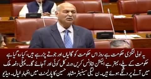 PMLN senator Mushahid Hussain criticizes his own govt and demands election