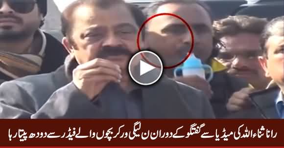 PMLN Worker Drinking Baby Feeder During Rana Sanaullah's Media Talk