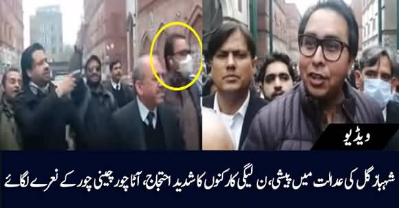 PMLN Workers Raised Slogans Of 'Cheeni Chor, Aata Chor' As Shahbaz Gill Arrived At NAB Court