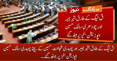 PMLQ's Tariq Bashir Cheema & Chaudhry Salik Hussain sit on opposition benches