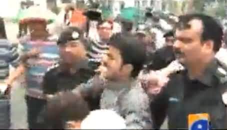 Police Arrested PTI Workers on Hunger Strike Dharna At Mall Road, Including Mehmood-ur-Rasheed