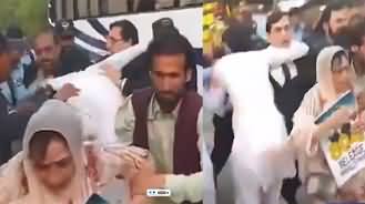 Exclusive video: Police drags PTI chairman Barrister Gohar and tries to arrest him