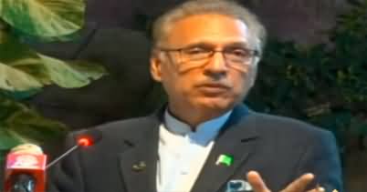 President Arif Alvi addresses a ceremony in Karachi