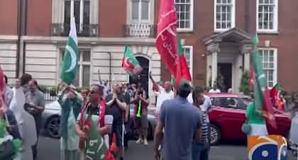 PTI celebrates Punjab's By-Election's victory outside Nawaz Sharif's residence in London