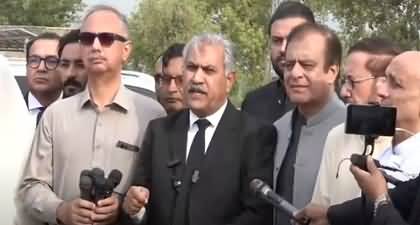 PTI leaders Omar Ayub & Shibli Faraz's media talk outside Adiala Jail
