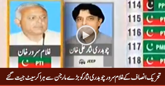 PTI's Ghulam Sarwar Khan Defeats Chaudhry Nisar With Huge Margin