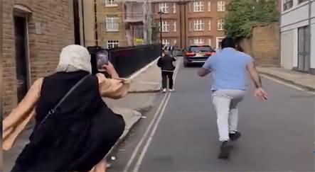 PTI supporters chasing Rana Sanaullah's car in London chanting 