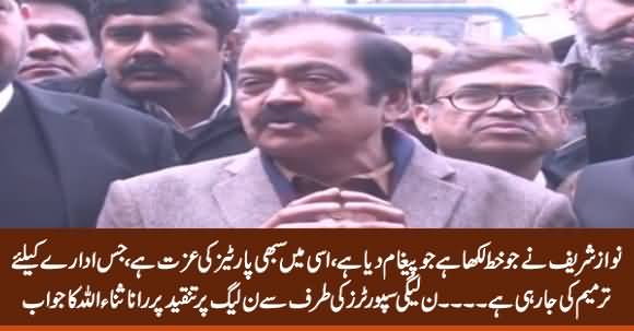 Rana Sanaullah's Reply to PMLN Supporters Who Are Criticizing Party Leadership