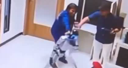 Rogue humanoid robot attacks humans with high kicks in Indonesia