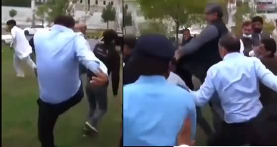 Shahid Khaqan Abbasi And Musadik Malik's Kung Fu Style Fight With PTI Supporters