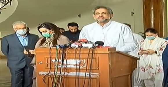 Shahid Khaqan Abbasi & Sherry Rehman Aggressive Media Talk On NAB Amendment Bill Issue
