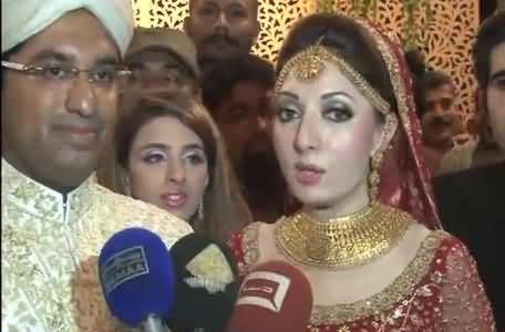 Sharmila Farooqi and Her Husband Hasham Riaz Talking To Media During Their Wedding Ceremony