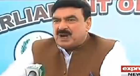 Sheikh Rasheed Ahmad Talking to Media About Azadi March and Dr. Tahir ul Qadri