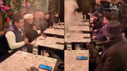 Sheikh Rasheed in Manchester Enjoying Cigar And Sheesha