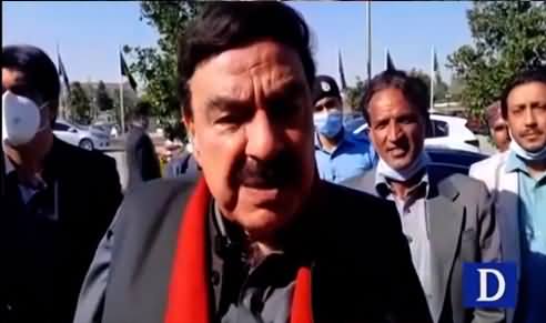 Sheikh Rasheed Talks To Journalists After Arriving Parliament
