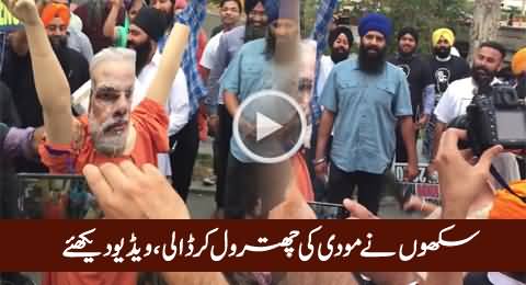 Sikh Khawateen Aur Mardon Ne Modi Ke Putley Ki Chitrol Kar Dali, Video Dekhiye