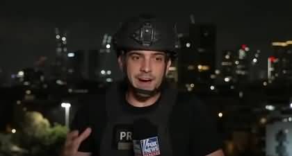 Sirens go off during live coverage by the reporter as Iran launched missile barrage on Israel