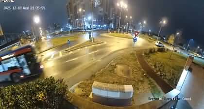 Video: Speeding Mercedes flies over two cars in dramatic crash in Romania