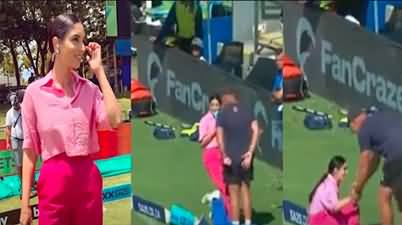 Sports anchor Zainab Abbas hit by a player during live reporting