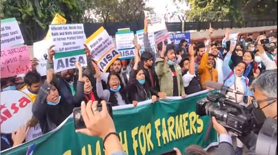 Students, Activists March in Support of Protesting Farmers In New Delhi
