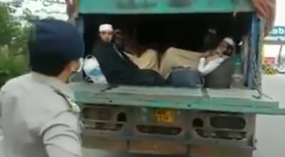 Tableeghi Jamaat People Traveling in Truck From Multan to Islamabad Caught at Islamabad Toll Plaza