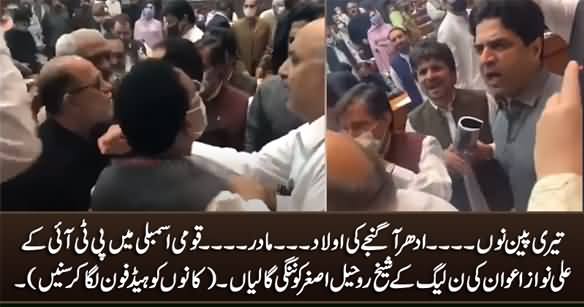 Teri Pain Nu .... - Fight Between PTI's Ali Nawaz Awan And PMLN's Sheikh Rohail Asghar in Assembly