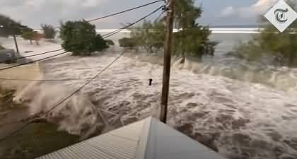 Terrified Tongans flee tsunami waves after huge underwater volcanic eruption