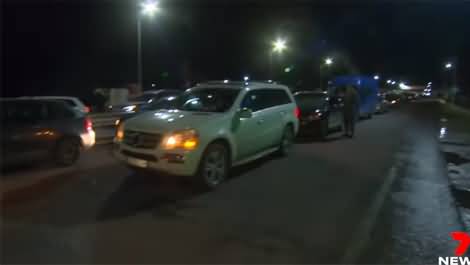 Ukraine residents crossing the border into Poland at Krakovets