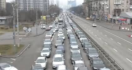 Ukrainians rushed on roads to leave capital Kyiv after Russian attack