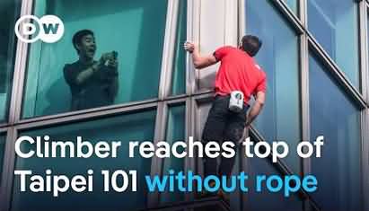 US climber Alex Honnold completes rope-free climb up Taipei 101 skyscraper