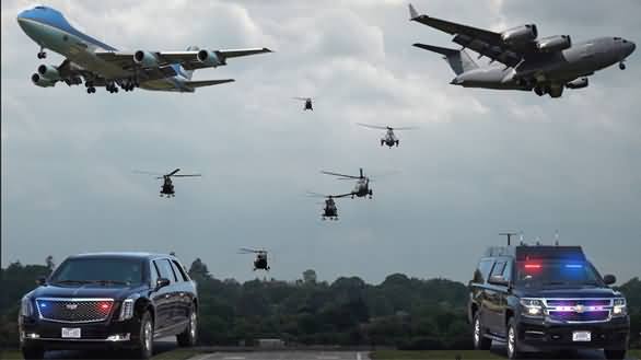 US President Joe Biden's Helicopters, Planes And Motorcades in London