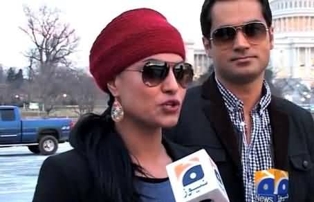 Veena Malik Enjoying Her Honeymoon in USA with Her Husband and Talking to Media