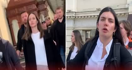 Video: Angelina Jolie rushes to safety as sirens go off during visit to bomb-blitzed Ukraine
