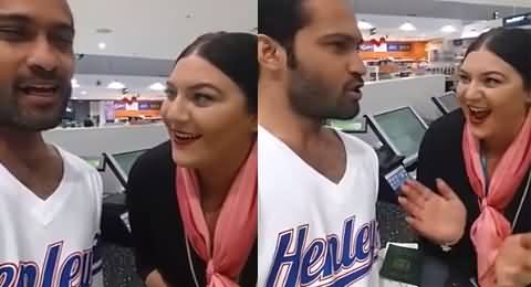 Waqar Zaka Flirting With A Lebanon Girl on Airport, Watch Her Response