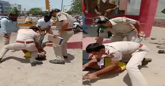 Watch How Indian Police Beating A Man For Not Wearing Face Mask
