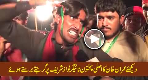 Watch Real Pakhtun Tiger of Imran Khan Roaring Against Nawaz Sharif & Praising Imran Khan