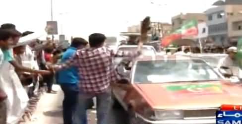 Watch What MQM Workers Doing on the Arrival of PTI Convoy in Karachi