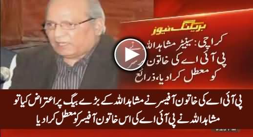 Watch What Mushahid Ullah Khan Did With PIA's Female Officer