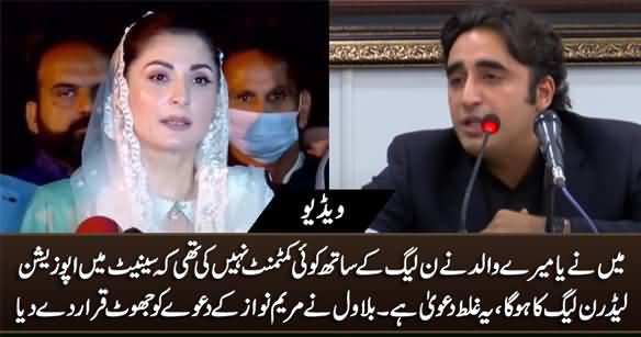 We Didn't Make Any Commitment With PMLN About Opposition Leader - Bilawal Refutes Maryam's Claim