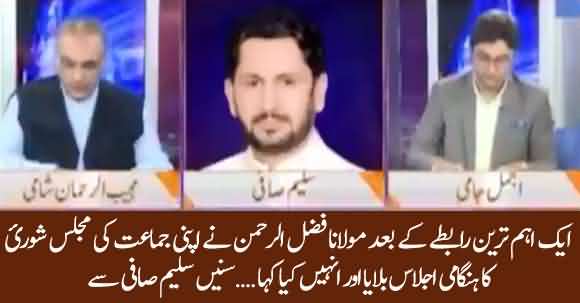 What Maulana Fazlur Rehman Said To His Shura About 'Dharna', Saleem Safi Reveals