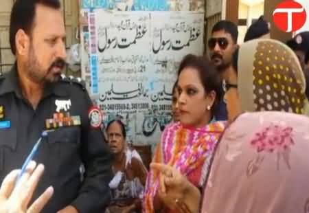 Women Fighting With Policeman on Watching Their Votes While Casting