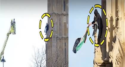 Young man taken down from London's Big Ben Tower with Palestinian flag after 9 hours
